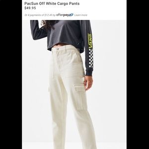 Pacsun Off White Skater Cargo Pants